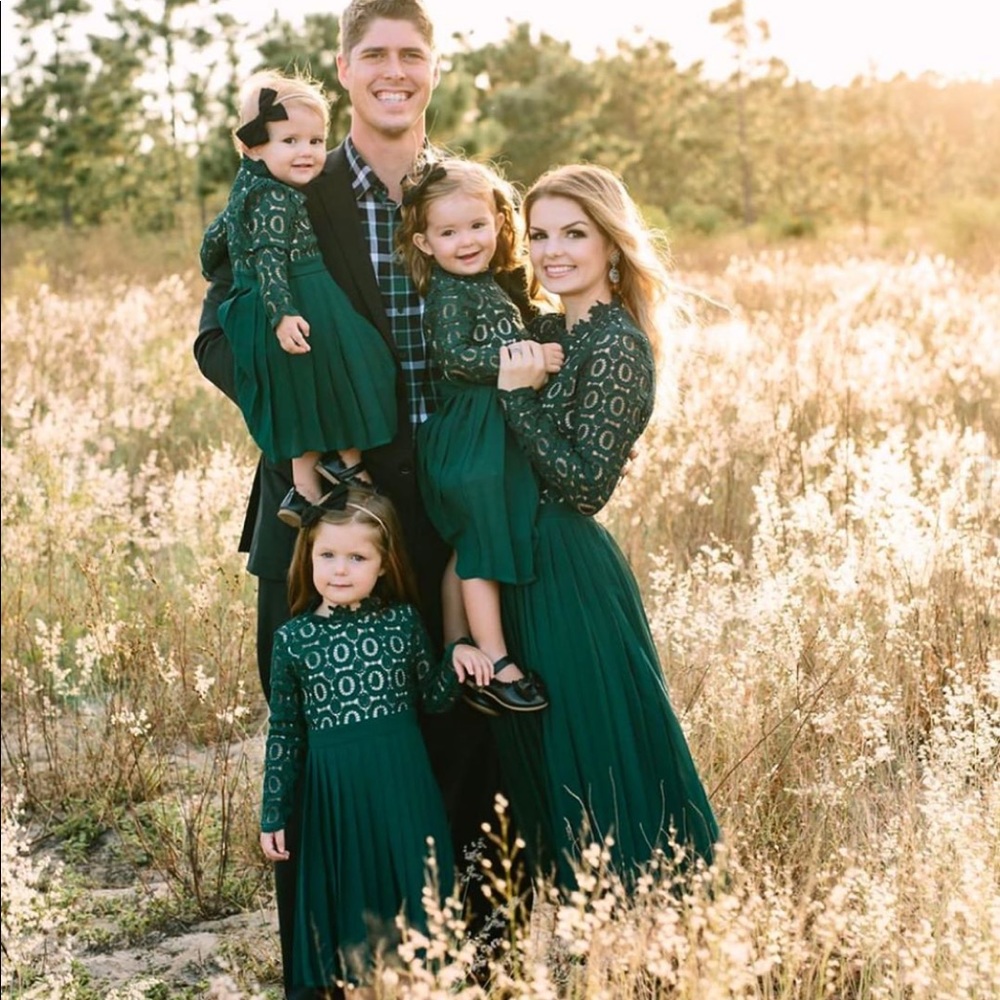 Mommy & me dresses in Hunter Green.